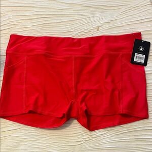Body Glove Red High-Waist Bike Shorts with Side Seam Panels